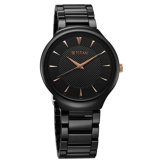 Titan 90014KC05 Regalia Ceramics Quartz Analog Black Dial Black Ceramic Men's Watch