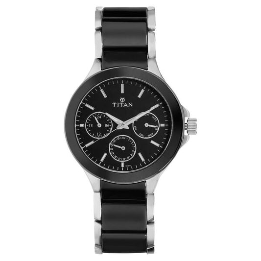 Titan 90089KD01 Ceramics Black Dial Multifunction Quartz Analog Watch – Men