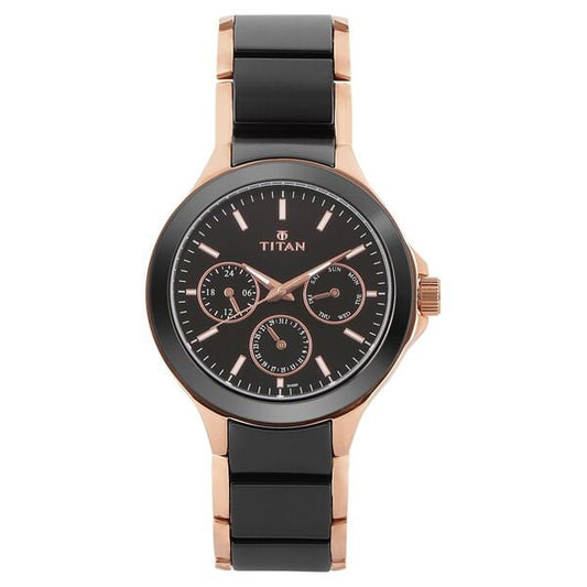 Titan 90089KD02 Ceramics Black Dial Multifunction Analog Quartz Watch – Men