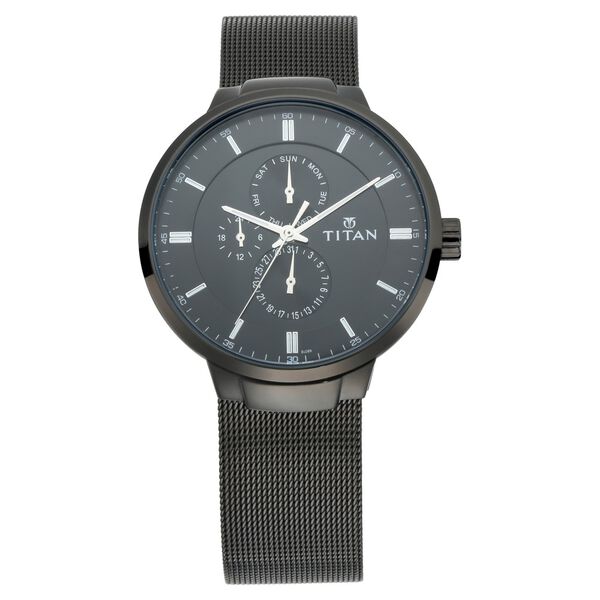 Titan 90093NM01 Workwear Quartz Analog Black Dial 42mm Stainless Steel Case Stainless Steel Strap Men Watch