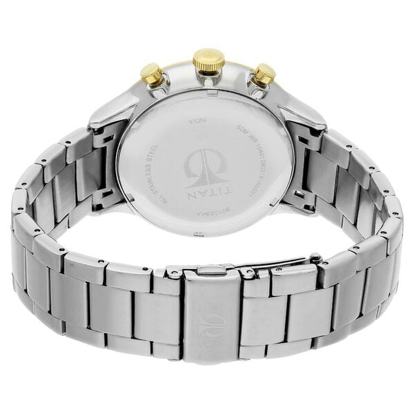 Titan 90102BM01 Men’s White-Dial Multifunction Stainless-Steel Watch