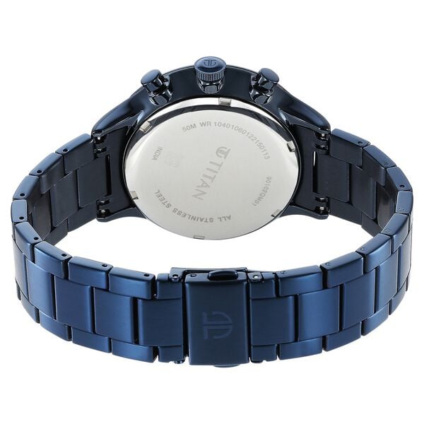 Titan 90102QM01 Men’s Blue-Dial Multifunction Stainless Steel Watch