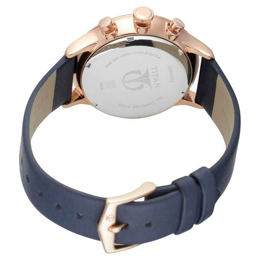 Titan 90102WL02 On Trend Blue Dial Multifunction Analog Quartz Leather Strap Watch – Men