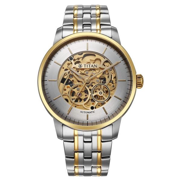 Titan 90110BM01 Golden Heart Automatic Silver & Golden Dial 51 mm Stainless Steel Case Two-Tone Stainless Steel Bracelet Men Watch