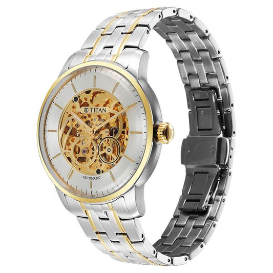 Titan 90110BM01 Golden Heart Automatic Silver & Golden Dial 51 mm Stainless Steel Case Two-Tone Stainless Steel Bracelet Men Watch