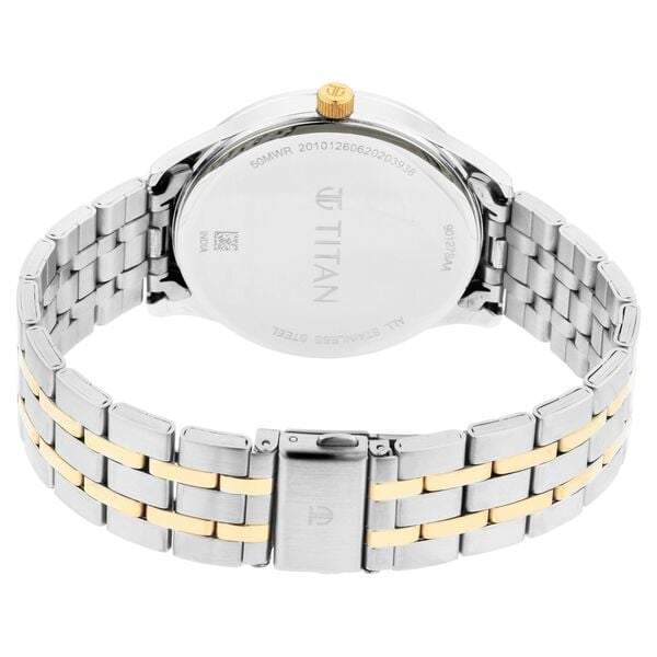 Titan 90127BM01 Men Silver-Dial Two-Tone Stainless Steel Strap Quartz Day-Date Watch
