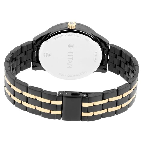 Titan 90127KM01 Men’s Multifunction Black Dial Watch with Black & Gold Stainless Steel Strap