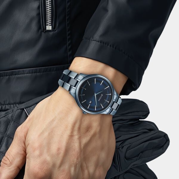 Titan 90142QD01 Men’s Analog Quartz Watch — Blue Dial & Blue Stainless Steel Bracelet