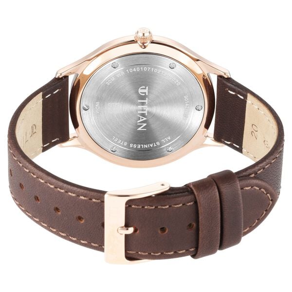 Titan 90142WL01 Classique Slimline Quartz Analog Men’s Watch with Silver Dial & Brown Leather Strap