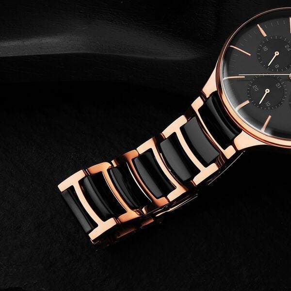 Titan 90148KD03 Men’s Multifunction Quartz Black Dial Watch with Two-Tone Stainless Steel Strap
