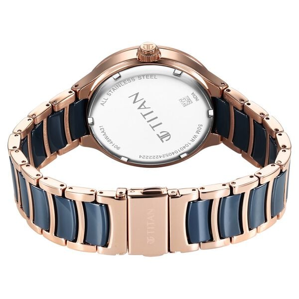 Titan 90148KD04 Ceramic Fusion Quartz Multifunction Blue Dial Two‑Toned Stainless Steel Strap Watch – Men