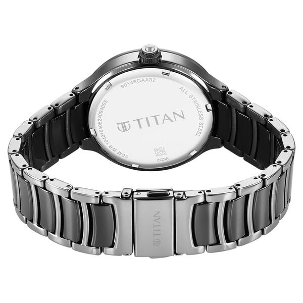 Titan 90148KD06 Ceramic Fusion Quartz Multifunction Black Dial Two‑Toned Stainless Steel Strap Watch – Men