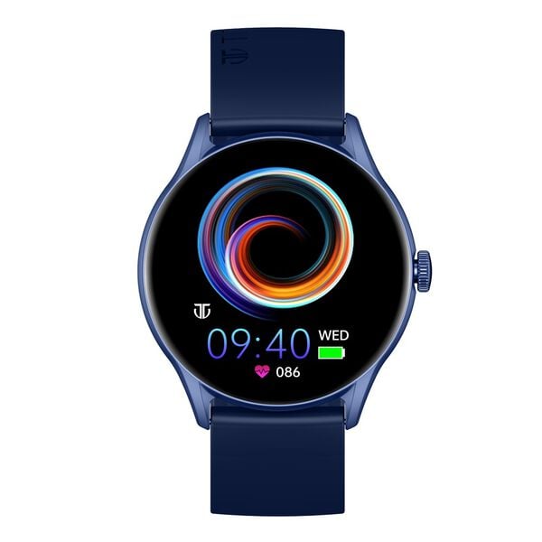 Titan – 90172AP02 Evoke Blue AMOLED Smartwatch with Bluetooth, Water-Resistant Round Display & Blue Silicone Strap