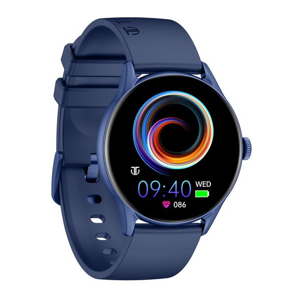 Titan – 90172AP02 Evoke Blue AMOLED Smartwatch with Bluetooth, Water-Resistant Round Display & Blue Silicone Strap