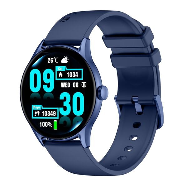 Titan – 90172AP02 Evoke Blue AMOLED Smartwatch with Bluetooth, Water-Resistant Round Display & Blue Silicone Strap