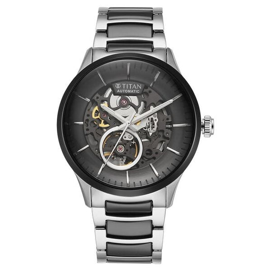 Titan 90174KD01 Ceramic Fusion Automatic Black Dial Skeleton Analog Watch – Men
