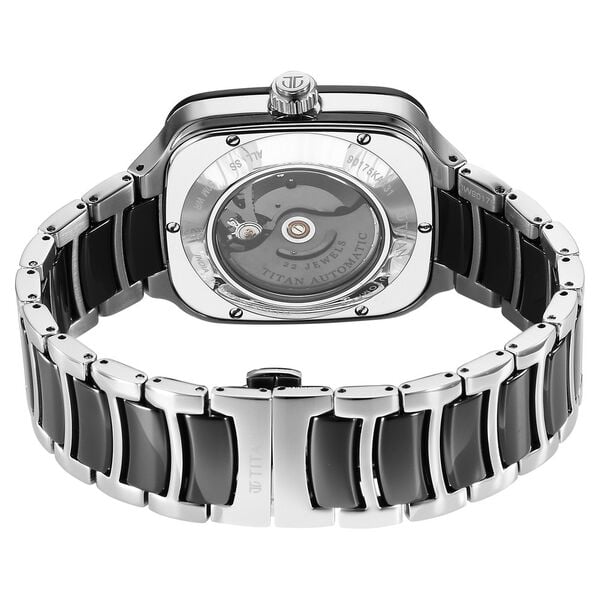 Titan 90175KD03 Ceramic Fusion Automatic Square Black Dial Two Toned Stainless Steel & Ceramic Bracelet Men Watch
