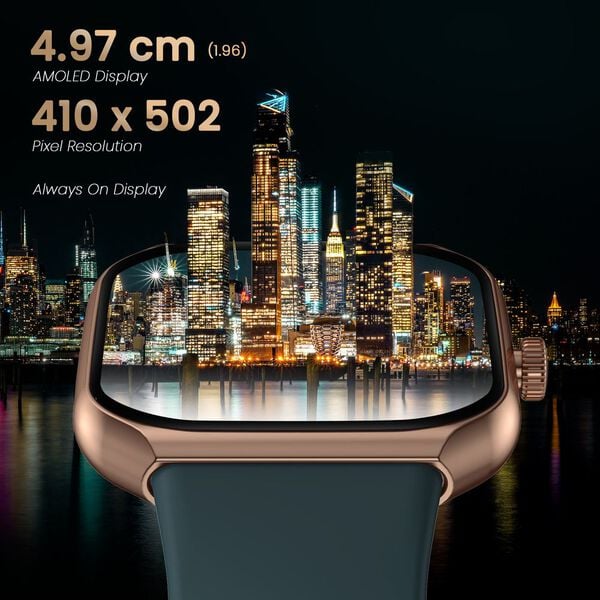 Titan 90188AP01A Smart 3 Super AMOLED Bluetooth Calling Unisex Smart Watch with 1.96 Inch Display, Health Tracking and Silicone Strap