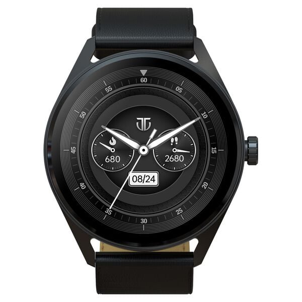 Titan 90197AL01 Unisex Smartwatch with 1.43″ AMOLED Display, BT Calling, and Black Leather Strap