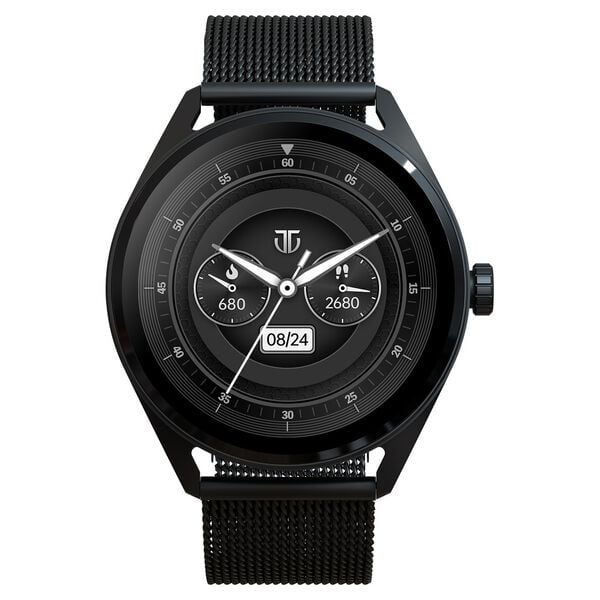Titan 90197AM01K Crest 1.43″ AMOLED Smartwatch with BT Calling & Health Tracking, Black Mesh Strap