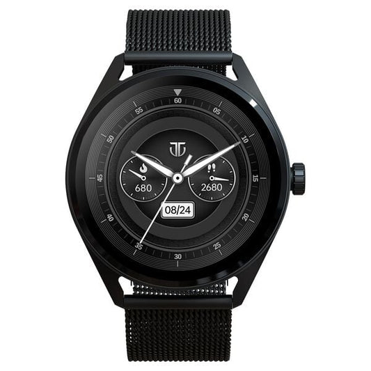 Titan 90197AM01K Crest 1.43″ AMOLED Smartwatch with BT Calling & Health Tracking, Black Mesh Strap