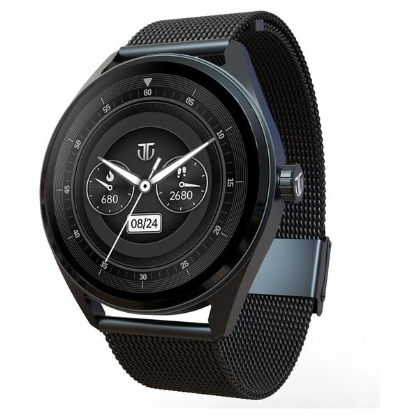 Titan 90197AM01K Crest 1.43″ AMOLED Smartwatch with BT Calling & Health Tracking, Black Mesh Strap