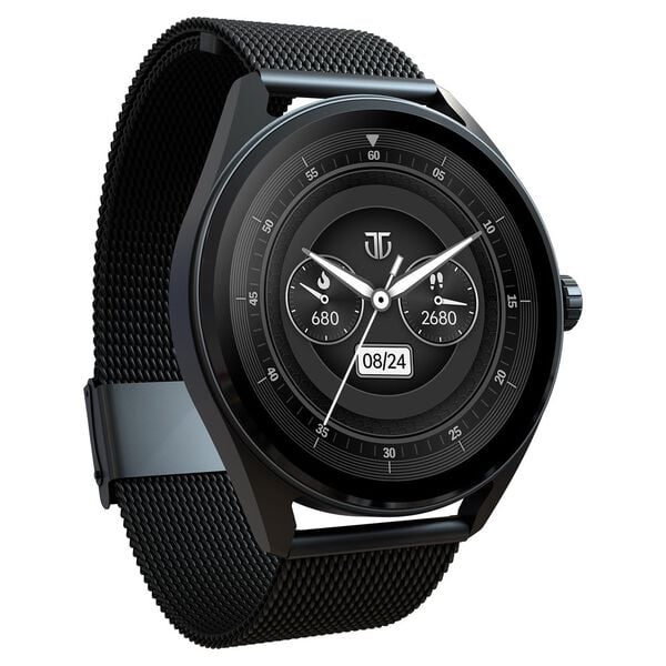 Titan 90197AM01K Crest 1.43″ AMOLED Smartwatch with BT Calling & Health Tracking, Black Mesh Strap