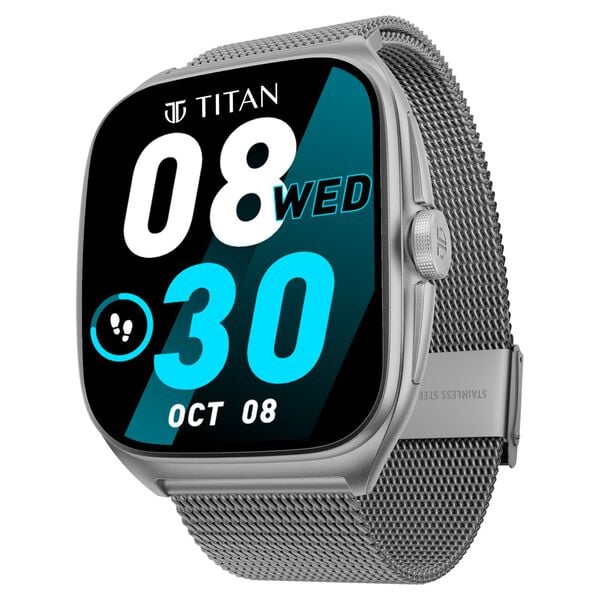 Titan 90204AM02A Evolution Smart Watch 1.85″ Curved AMOLED Display Silver Strap