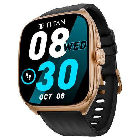 Titan 90204AP03 Unisex Smartwatch with 1.85″ Curved AMOLED Display and Black Silicone Strap
