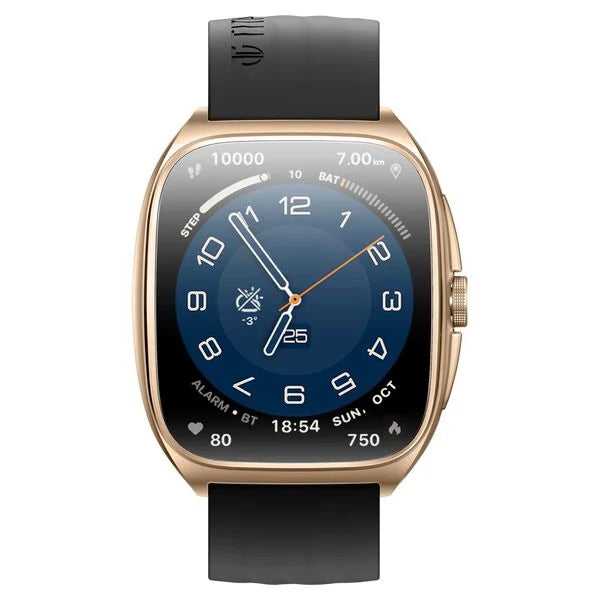 Titan 90204AP03A Evolution Smart Watch with 4.6 cm Curved AMOLED Display, Bluetooth Calling, AI Voice Assistant & Fitness Features