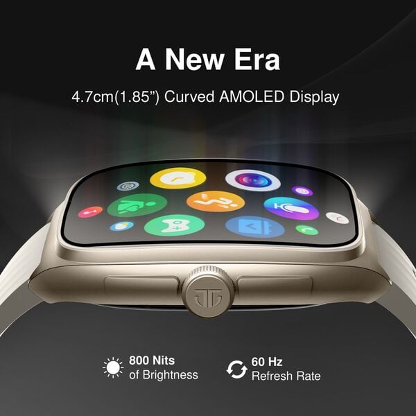 Titan 90204AP03 Unisex Smartwatch with 1.85″ Curved AMOLED Display and Black Silicone Strap
