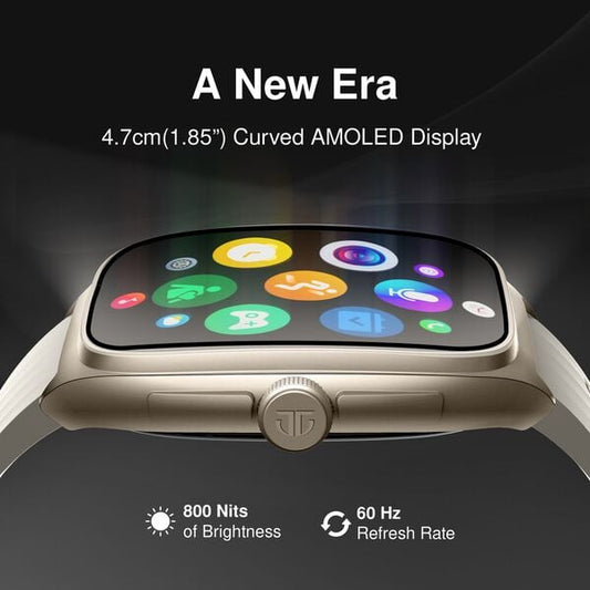 Titan 90204AP03 Unisex Smartwatch with 1.85″ Curved AMOLED Display and Black Silicone Strap