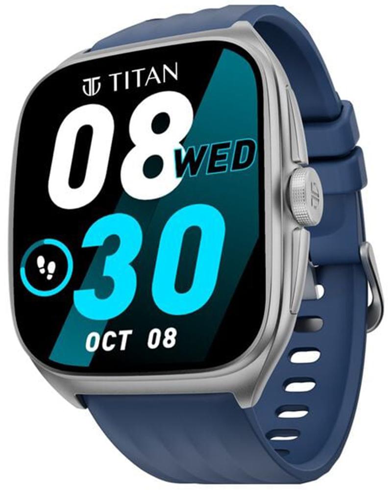 Titan 90204AP02A Evolution 1.85" Curved AMOLED Bluetooth Calling Smartwatch Blue Silicone Strap