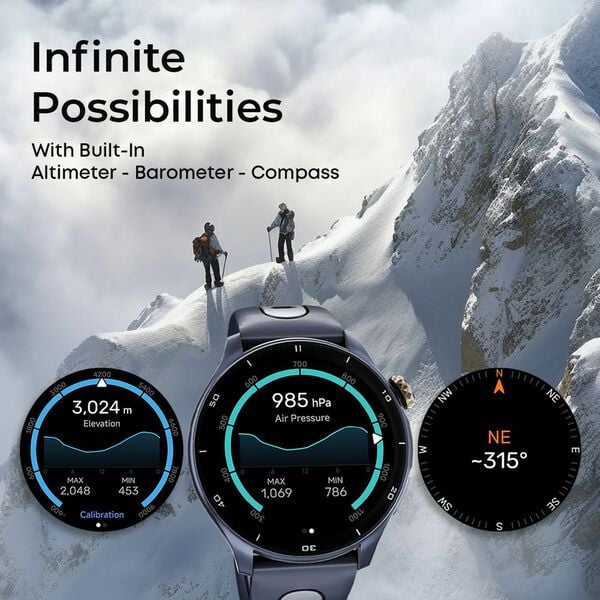 Titan 90206AP03 Celestor Smartwatch with 1.43″ AMOLED Display with GPS, Altimeter & Compass, Silicone Strap
