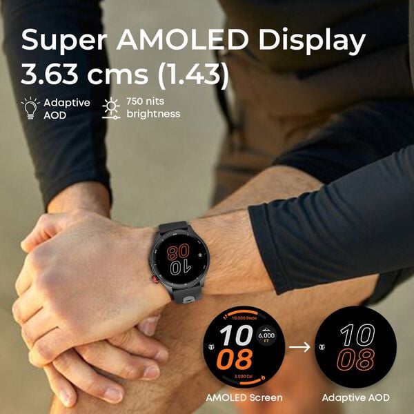 Titan 90206AP03 Celestor Smartwatch with 1.43″ AMOLED Display with GPS, Altimeter & Compass, Silicone Strap