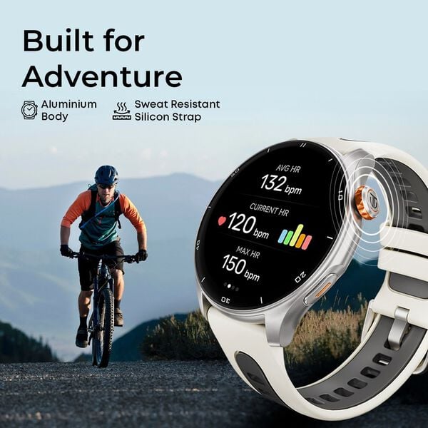 Titan 90206AP03 Celestor Smartwatch with 1.43″ AMOLED Display with GPS, Altimeter & Compass, Silicone Strap