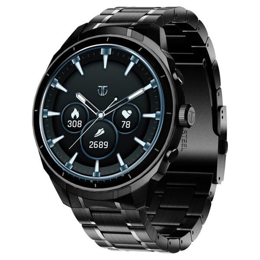 Titan 90207NM01 Heritage Smartwatch with 3.6 cm AMOLED Display, All-SS Strap (Black), BT Calling & Titan Health