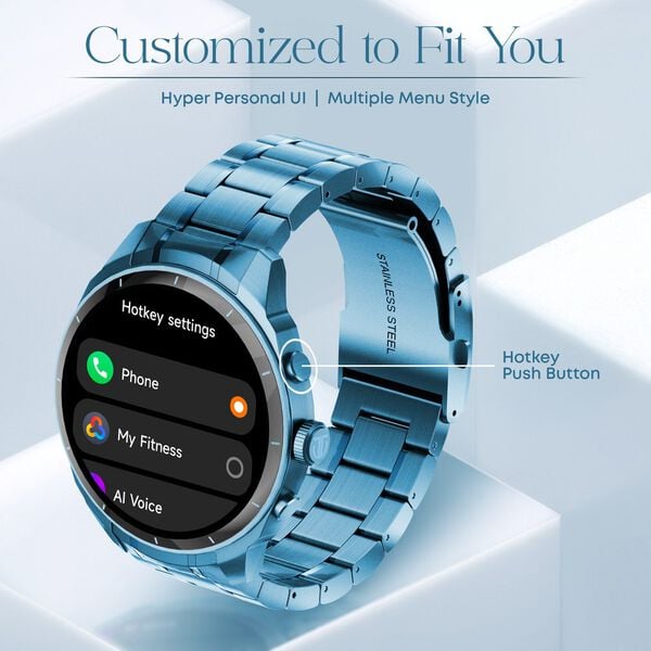 Titan 90207NM01 Heritage Smartwatch with 3.6 cm AMOLED Display, All-SS Strap (Black), BT Calling & Titan Health