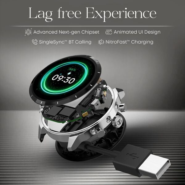 Titan 90207QM01 Heritage Premium Smartwatch with 3.6 cm AMOLED Display, All-Stainless-Steel Bracelet & BT-Calling