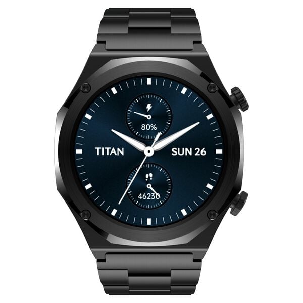 Titan 90208NM01 Maestro Smartwatch with 3.6 cm AMOLED Display, All-Stainless Steel Strap, BT Calling