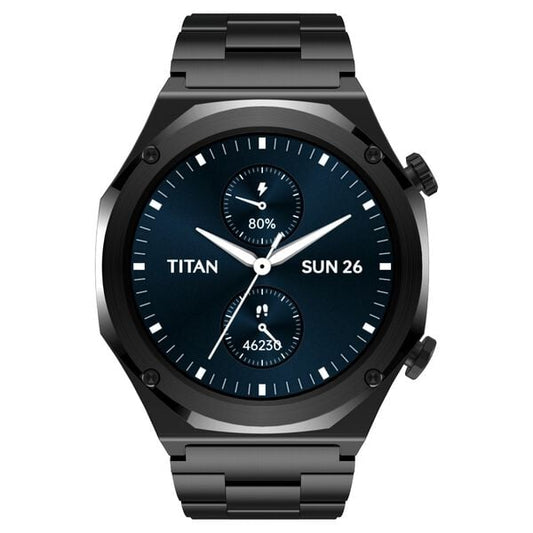 Titan 90208NM01 Maestro Smartwatch with 3.6 cm AMOLED Display, All-Stainless Steel Strap, BT Calling