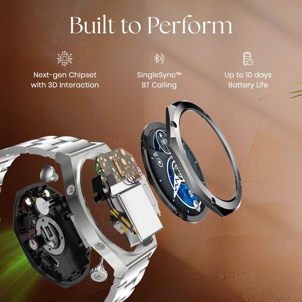 Titan 90208NM01 Maestro Smartwatch with 3.6 cm AMOLED Display, All-Stainless Steel Strap, BT Calling