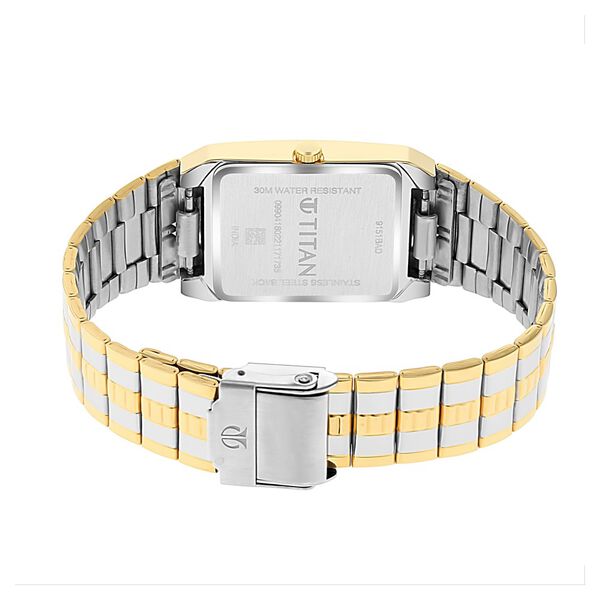 Titan 9151BM03 Men’s Black Dial Quartz Analog Rectangular Metal Strap Watch