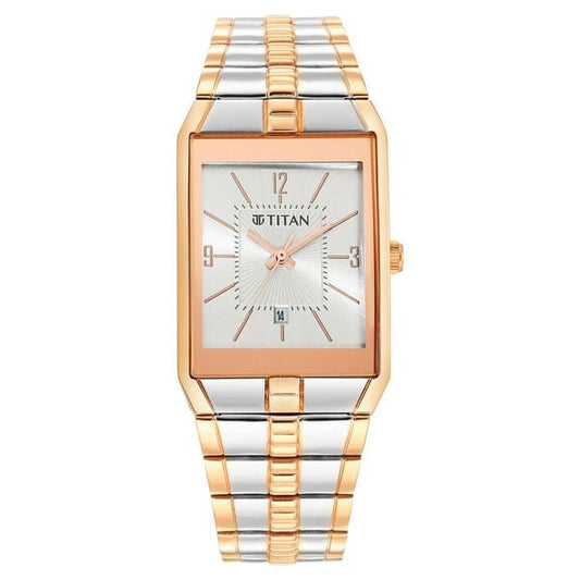 Titan 9151KM01 Karishma Silver Dial Analog Quartz Rectangular Watch – Men