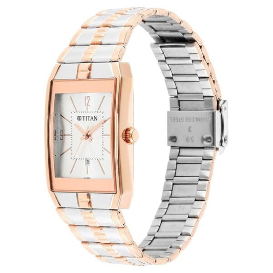 Titan 9151KM01 Karishma Silver Dial Analog Quartz Rectangular Watch – Men