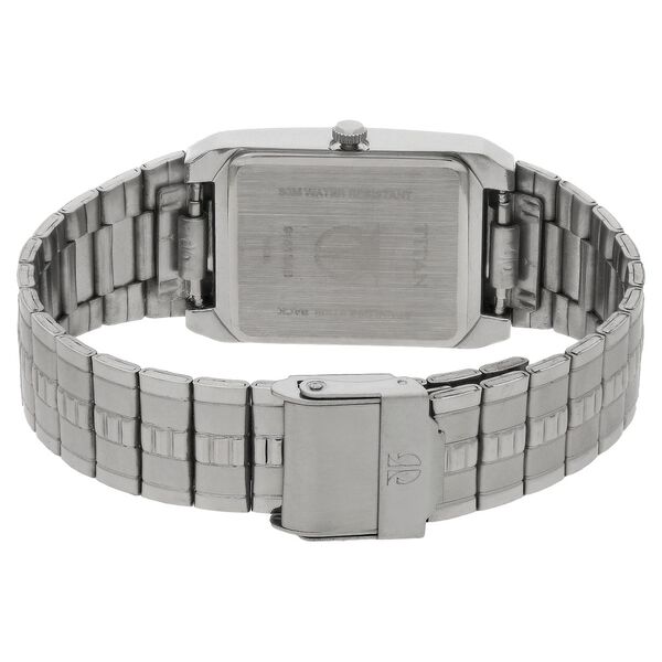 Titan 9151SM02 Men’s Quartz Analog Black Dial Stainless Steel Rectangular Watch