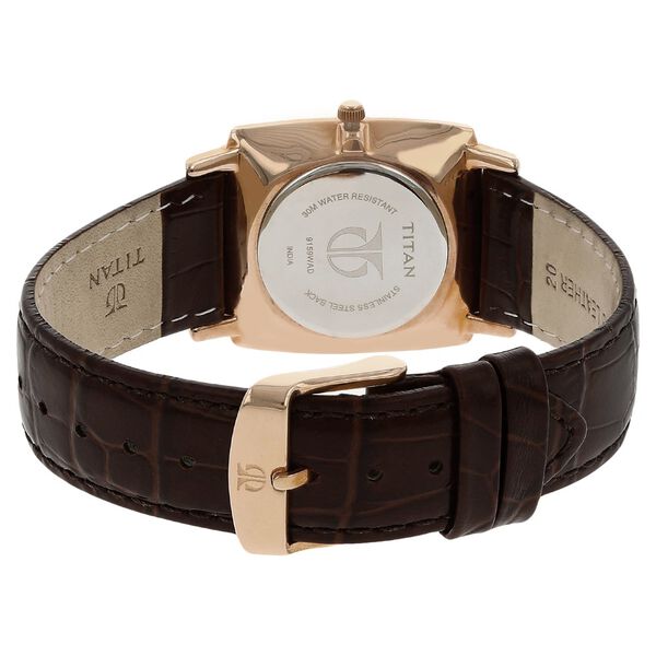 Titan 9159SL01 Silver Dial Analog Watch for Men – Brown Leather Strap, Quartz Movement, Date Function, Mineral Glass, Metal Case