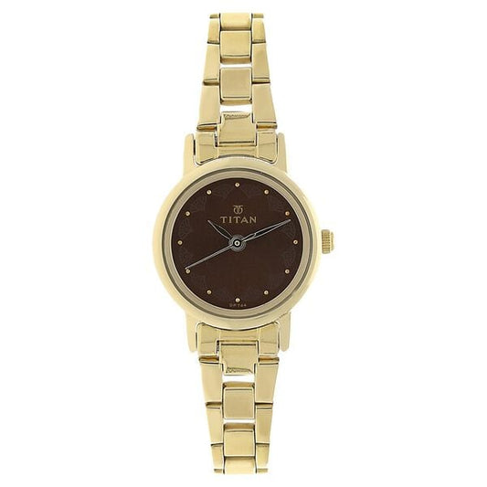 Titan 917YM13 Women’s Brown Dial Analog Watch with Stainless Steel Strap