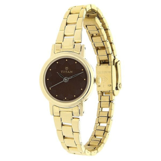 Titan 917YM13 Women’s Brown Dial Analog Watch with Stainless Steel Strap