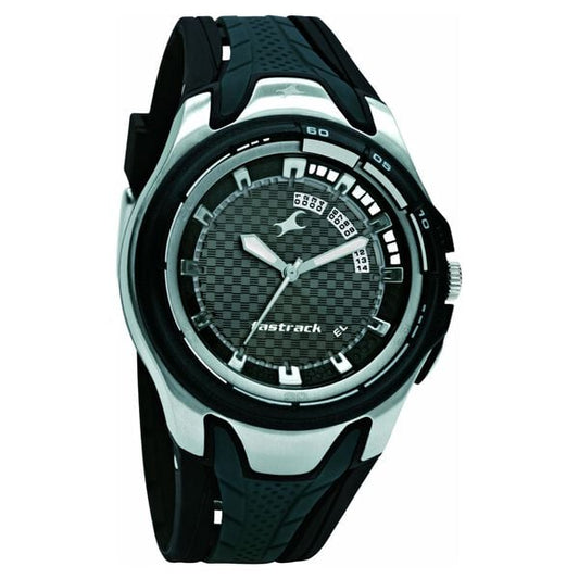 Fastrack 9948PP01 Quartz Analog Black Dial Plastic Strap Watch for Guys – Black Strap, Casual Everyday Style